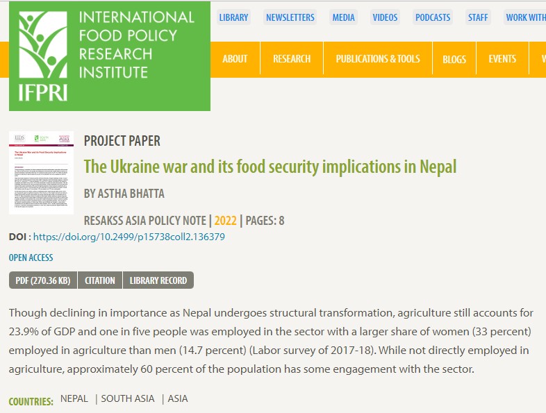 The Ukraine war and its food security implications in Nepal